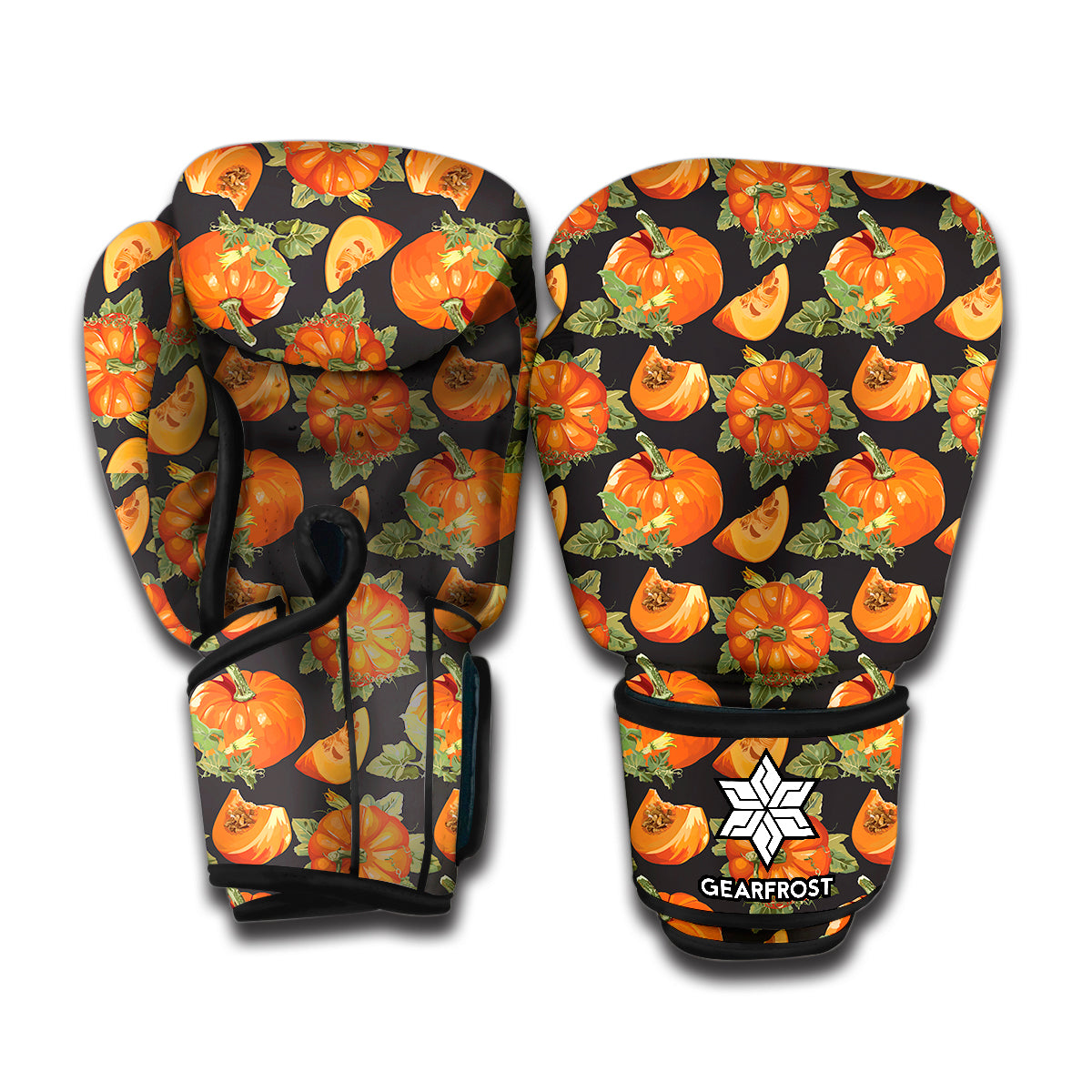 Vintage Pumpkin Pattern Print Boxing Gloves