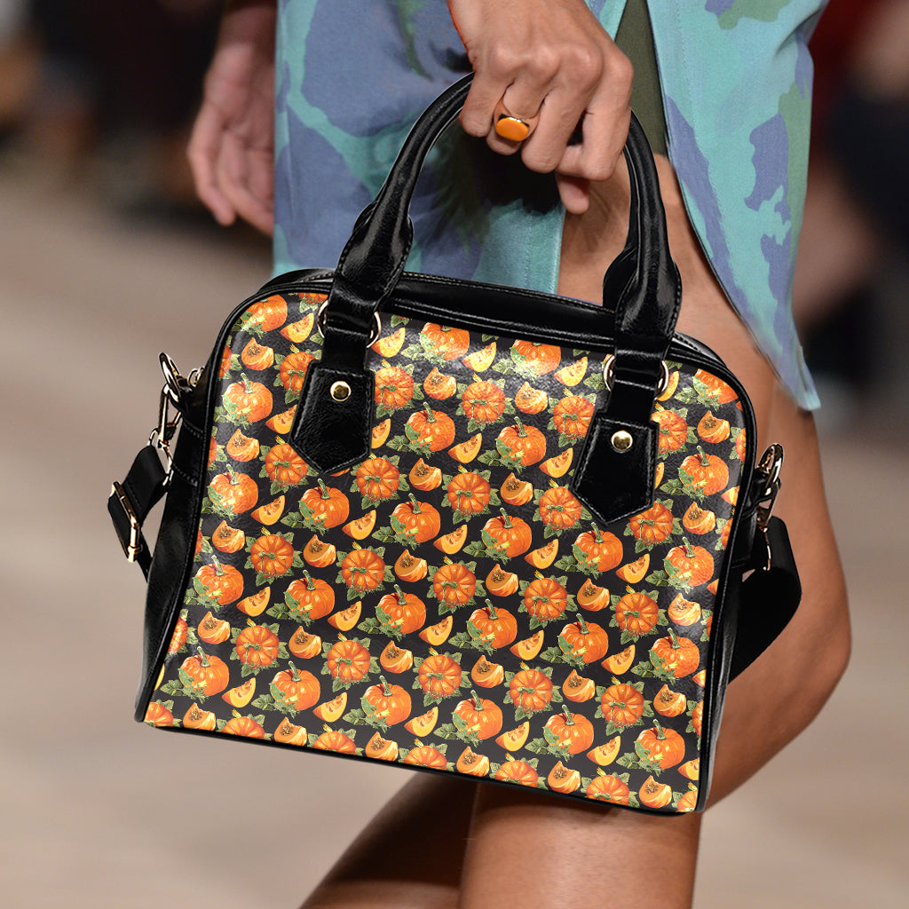 Vintage Pumpkin Pattern Print Shoulder Handbag