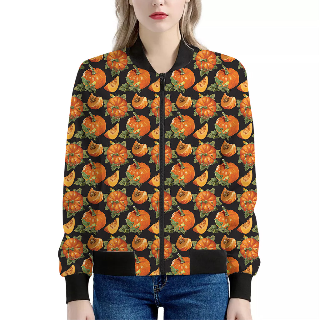 Vintage Pumpkin Pattern Print Women's Bomber Jacket