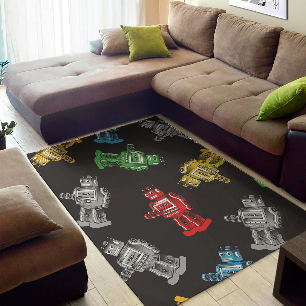 Vintage Robot Pattern Print Area Rug