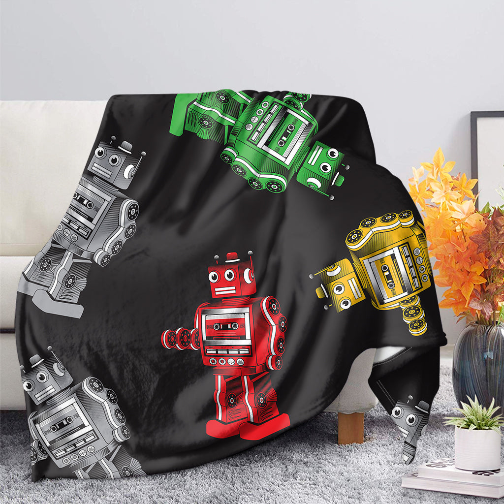 Vintage Robot Pattern Print Blanket