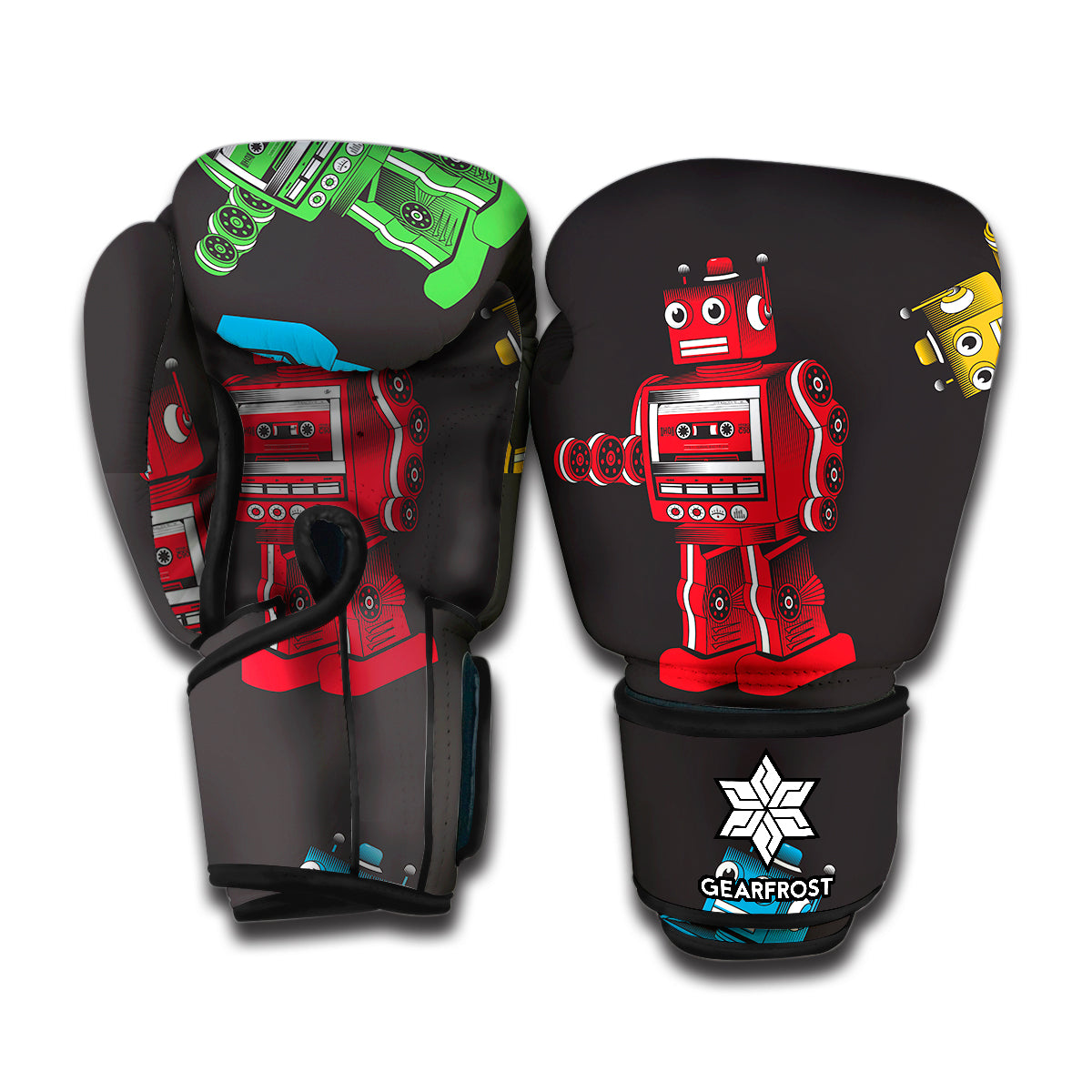 Vintage Robot Pattern Print Boxing Gloves