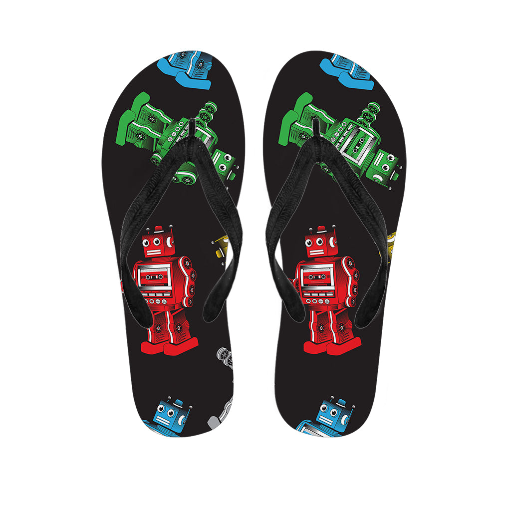 Vintage Robot Pattern Print Flip Flops