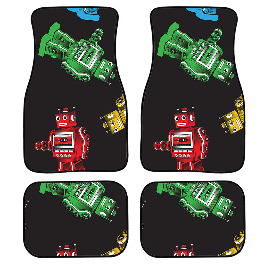 Vintage Robot Pattern Print Front and Back Car Floor Mats