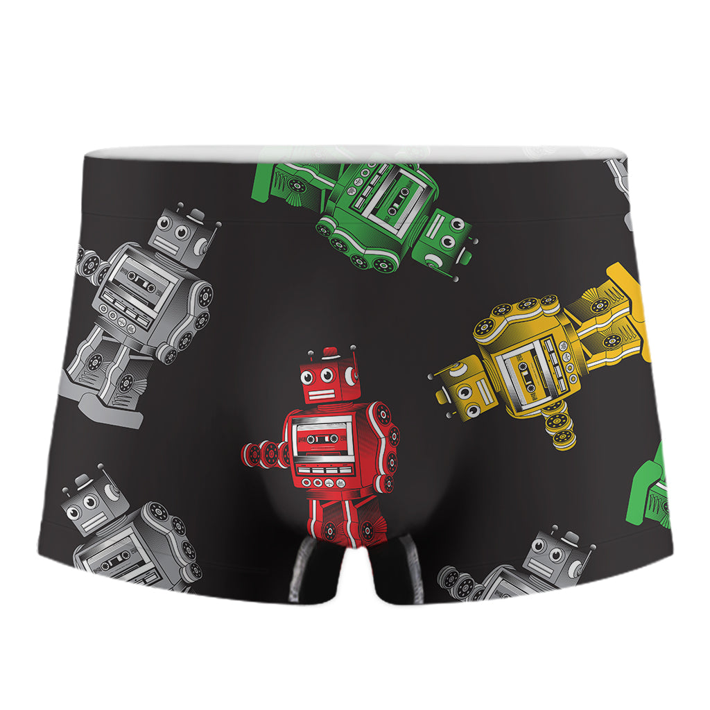 Vintage Robot Pattern Print Men's Boxer Briefs