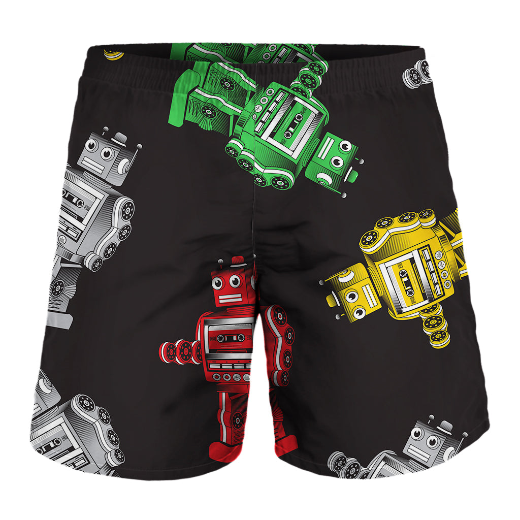 Vintage Robot Pattern Print Men's Shorts