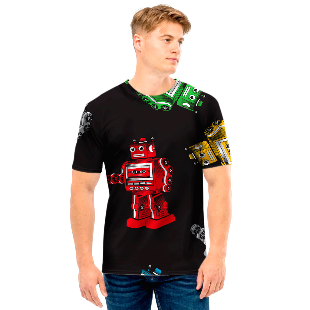 Vintage Robot Pattern Print Men's T-Shirt