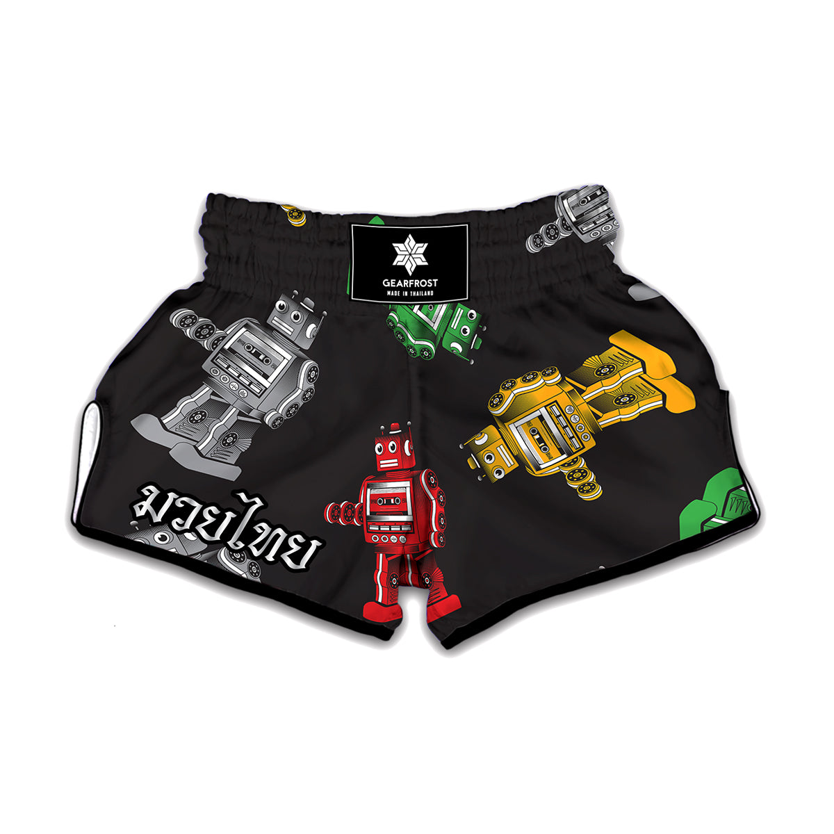 Vintage Robot Pattern Print Muay Thai Boxing Shorts