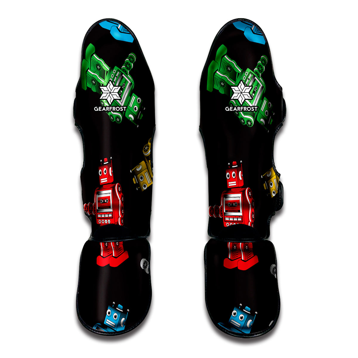 Vintage Robot Pattern Print Muay Thai Shin Guards