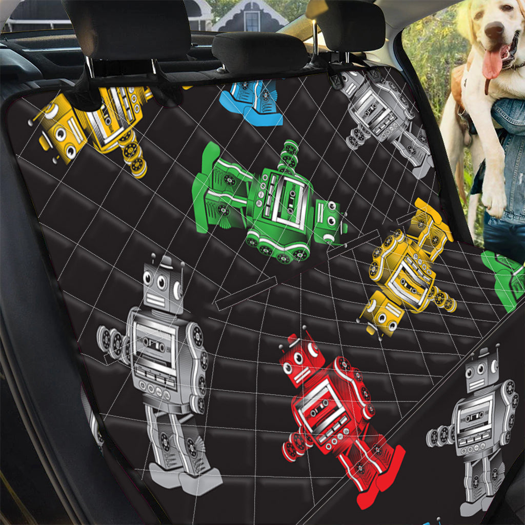 Vintage Robot Pattern Print Pet Car Back Seat Cover