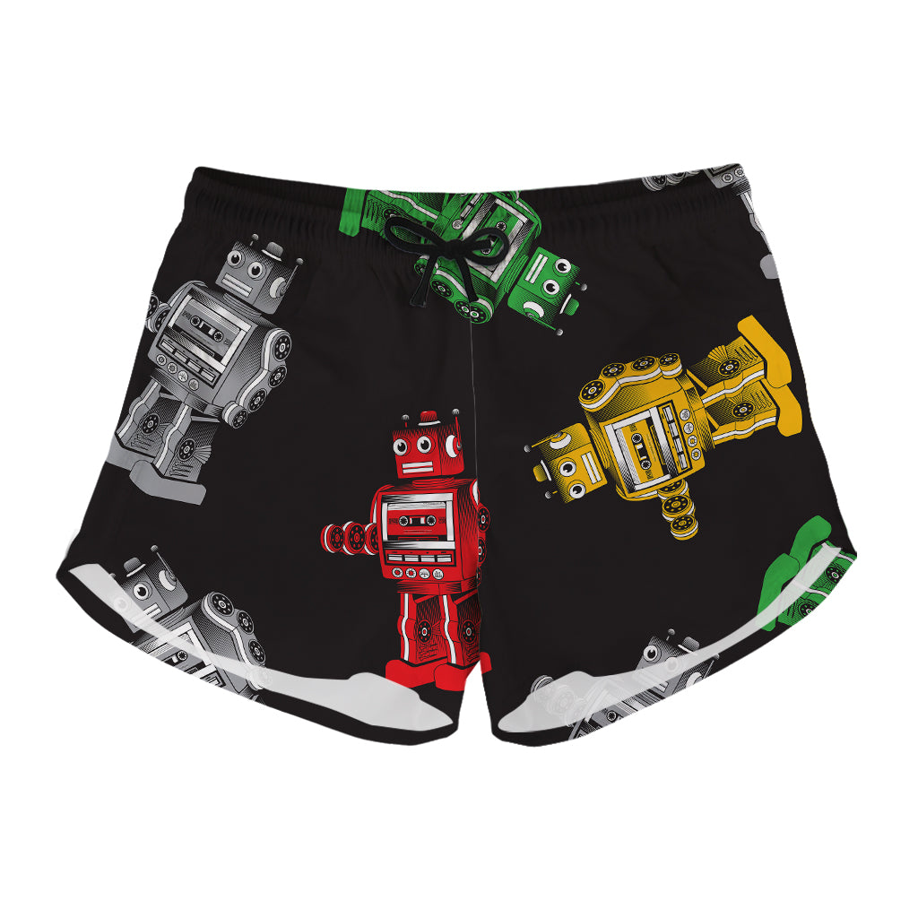 Vintage Robot Pattern Print Women's Shorts