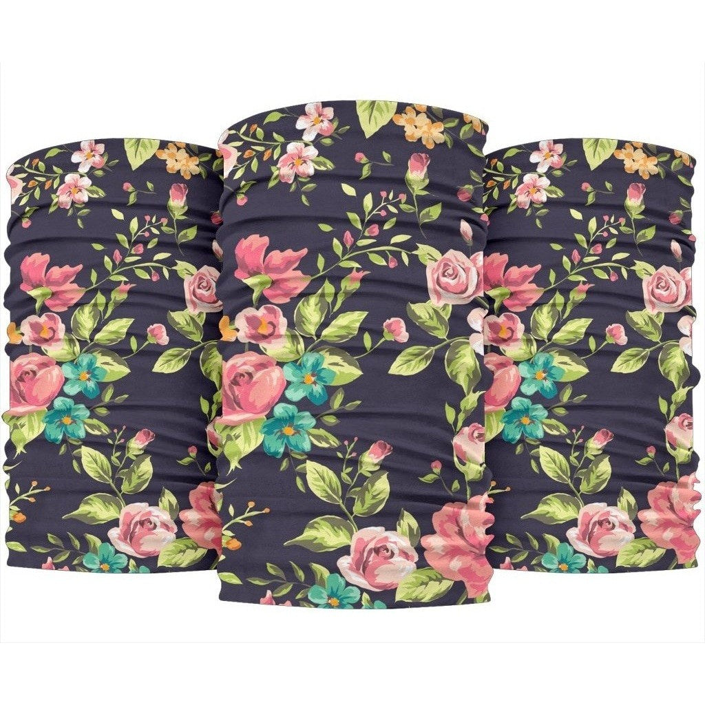 Vintage Rose Floral Flower Pattern Print 3-Pack Bandanas