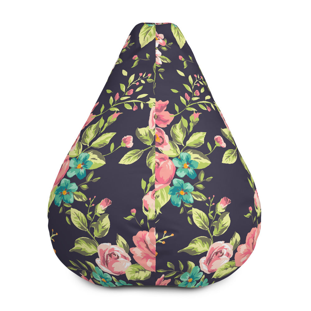 Vintage Rose Floral Flower Pattern Print Bean Bag Cover