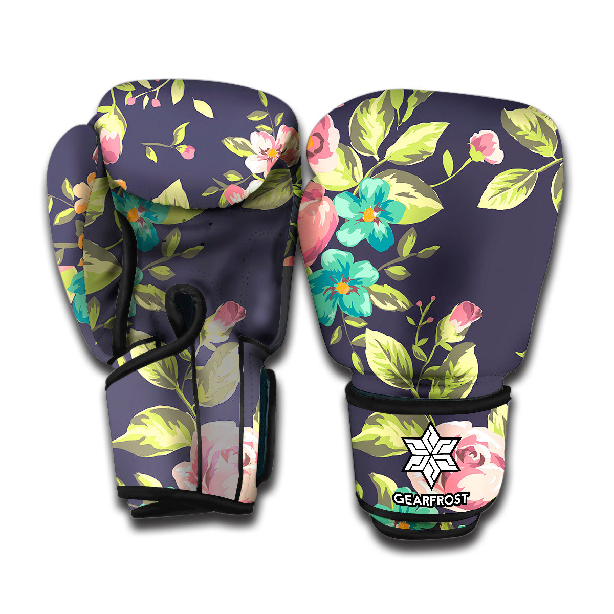 Vintage Rose Floral Flower Pattern Print Boxing Gloves