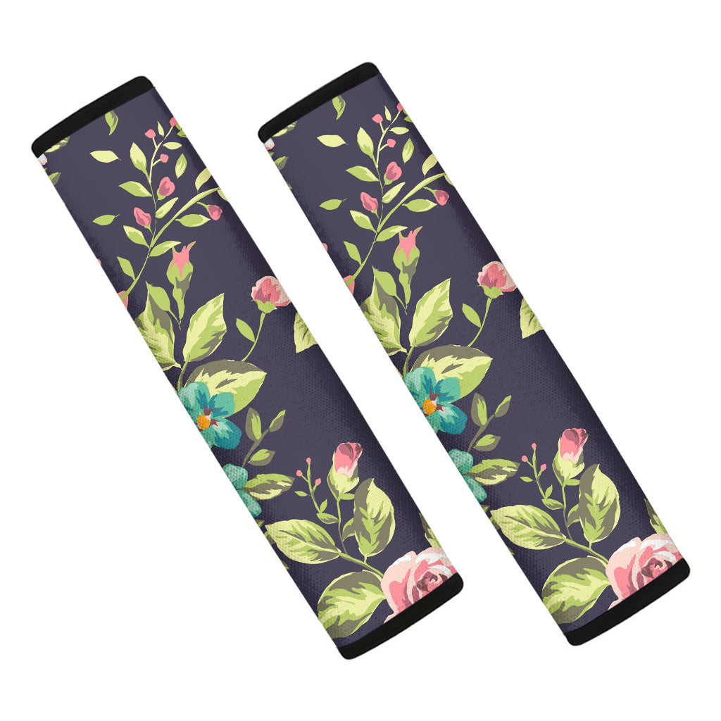 Vintage Rose Floral Flower Pattern Print Car Seat Belt Covers