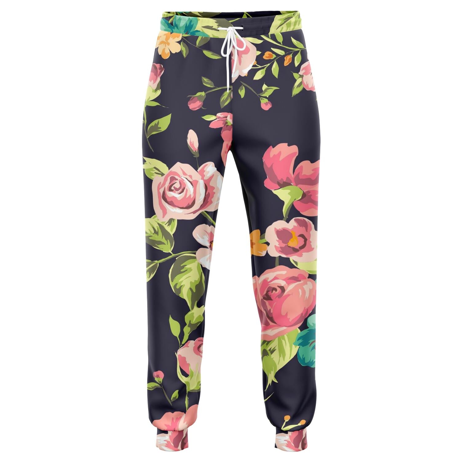 Vintage Rose Floral Flower Pattern Print Jogger Pants