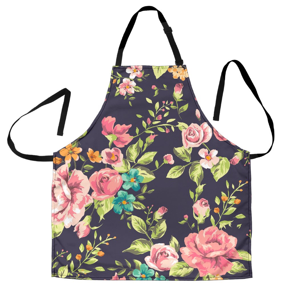 Vintage Rose Floral Flower Pattern Print Men's Apron