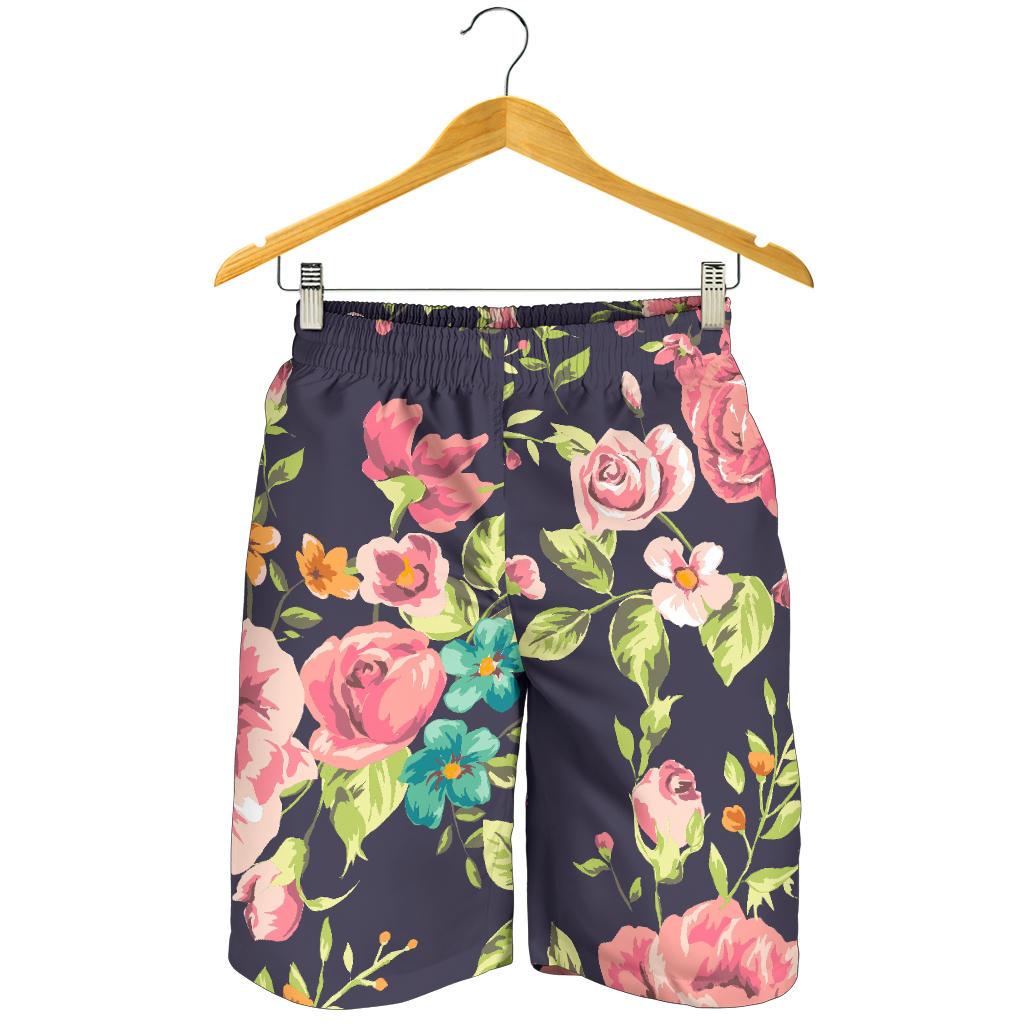 Vintage Rose Floral Flower Pattern Print Men's Shorts