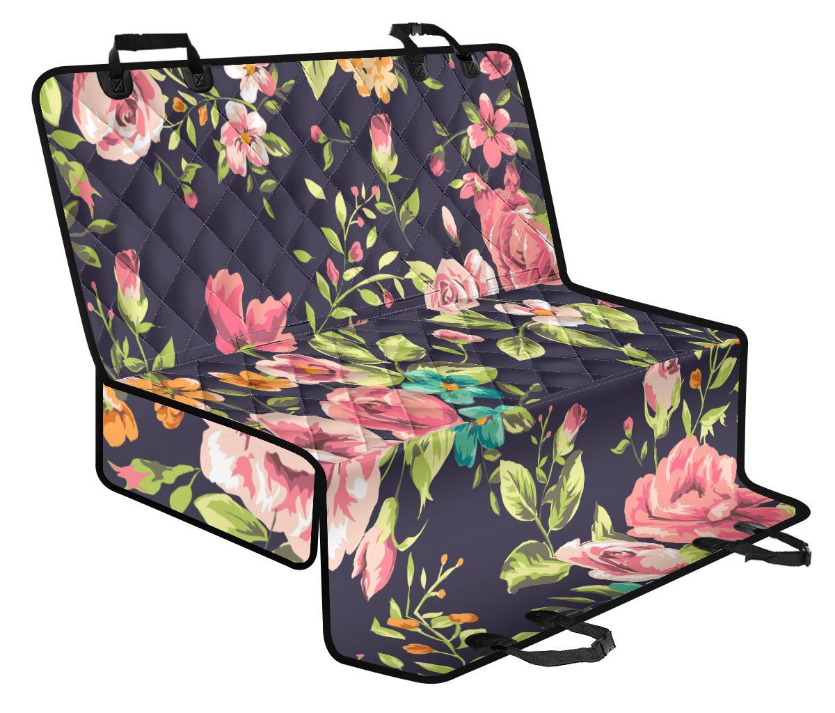 Vintage Rose Floral Flower Pattern Print Pet Car Back Seat Cover