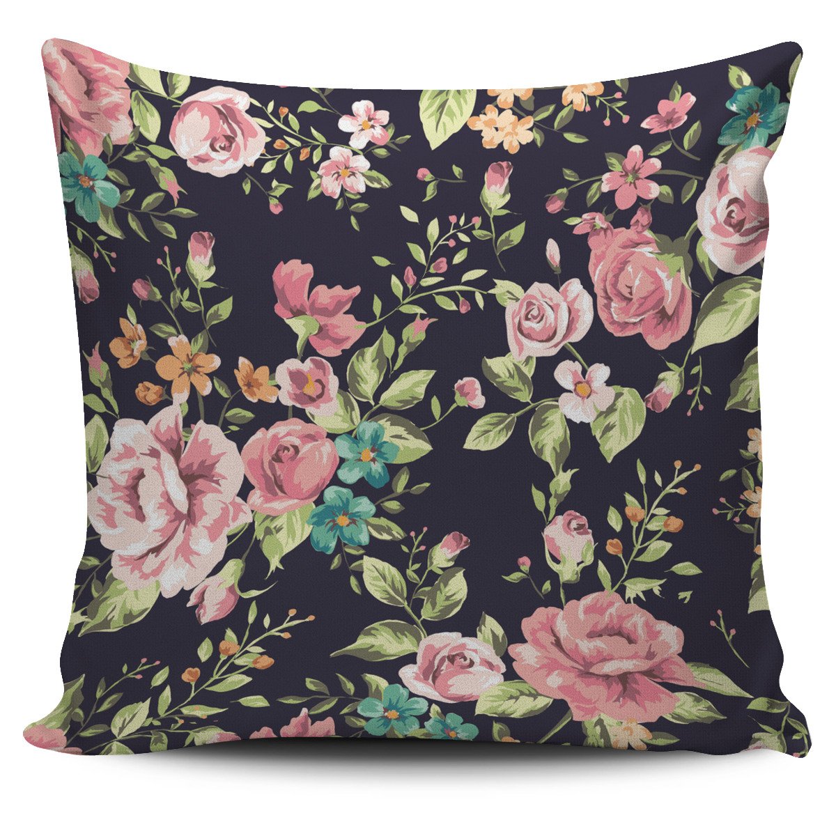 Vintage Rose Floral Flower Pattern Print Pillow Cover