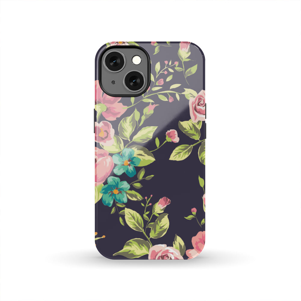 Vintage Rose Floral Flower Pattern Print Tough Phone Case