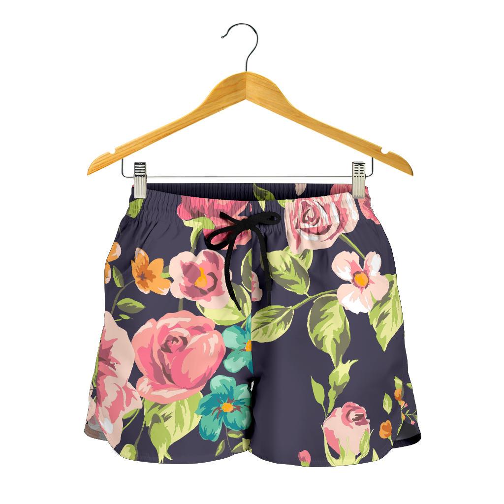 Vintage Rose Floral Flower Pattern Print Women's Shorts