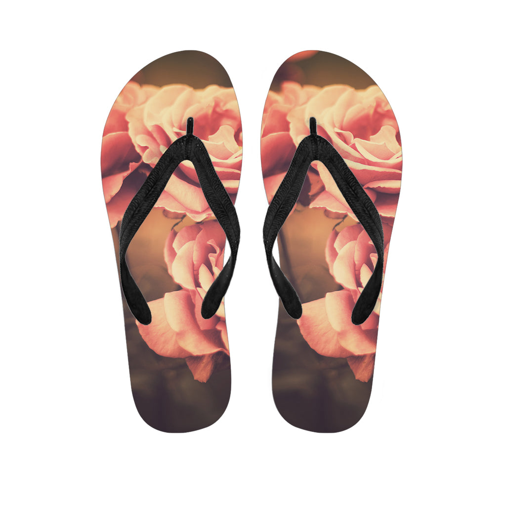 Vintage Rose Print Flip Flops