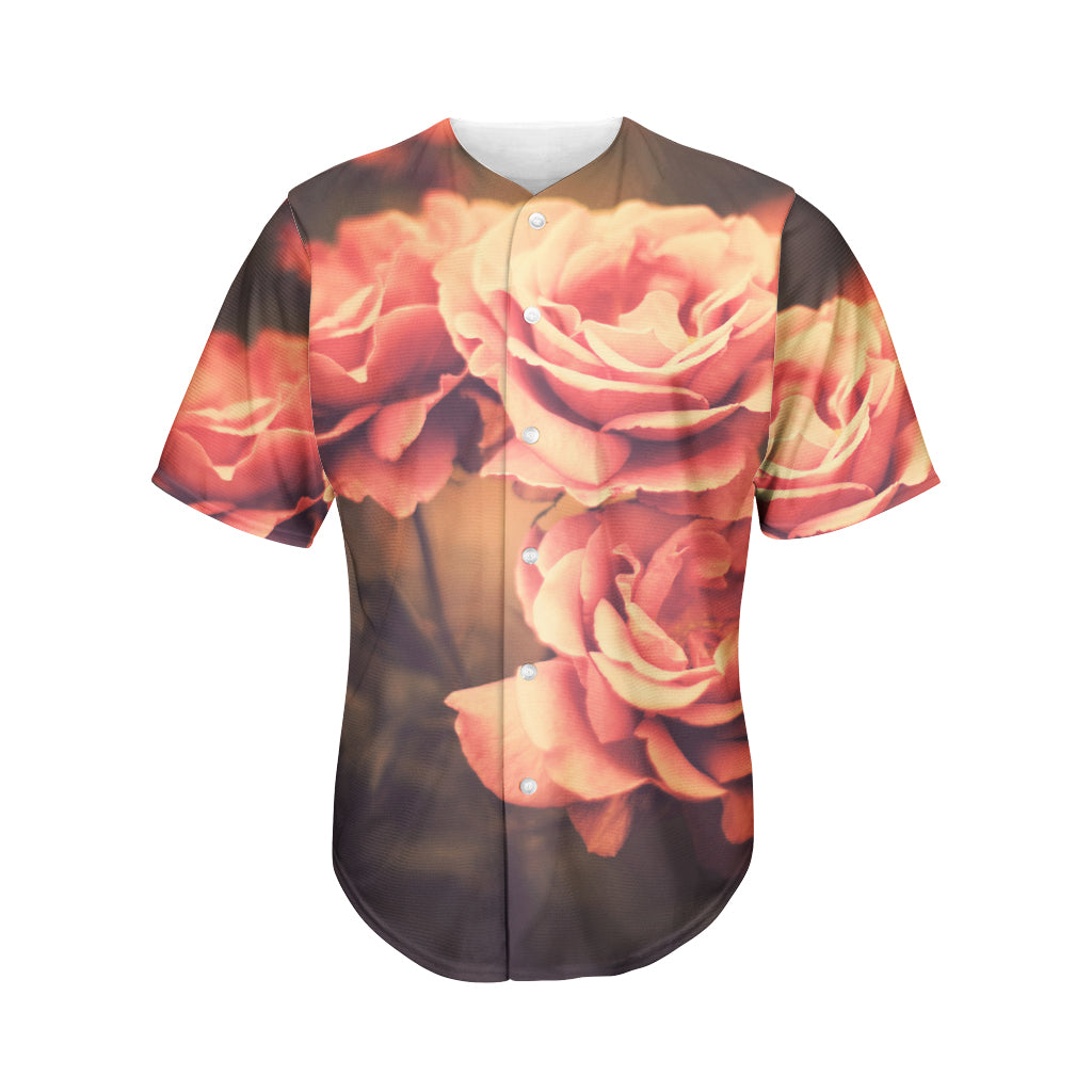 Vintage Rose Print Men's Baseball Jersey