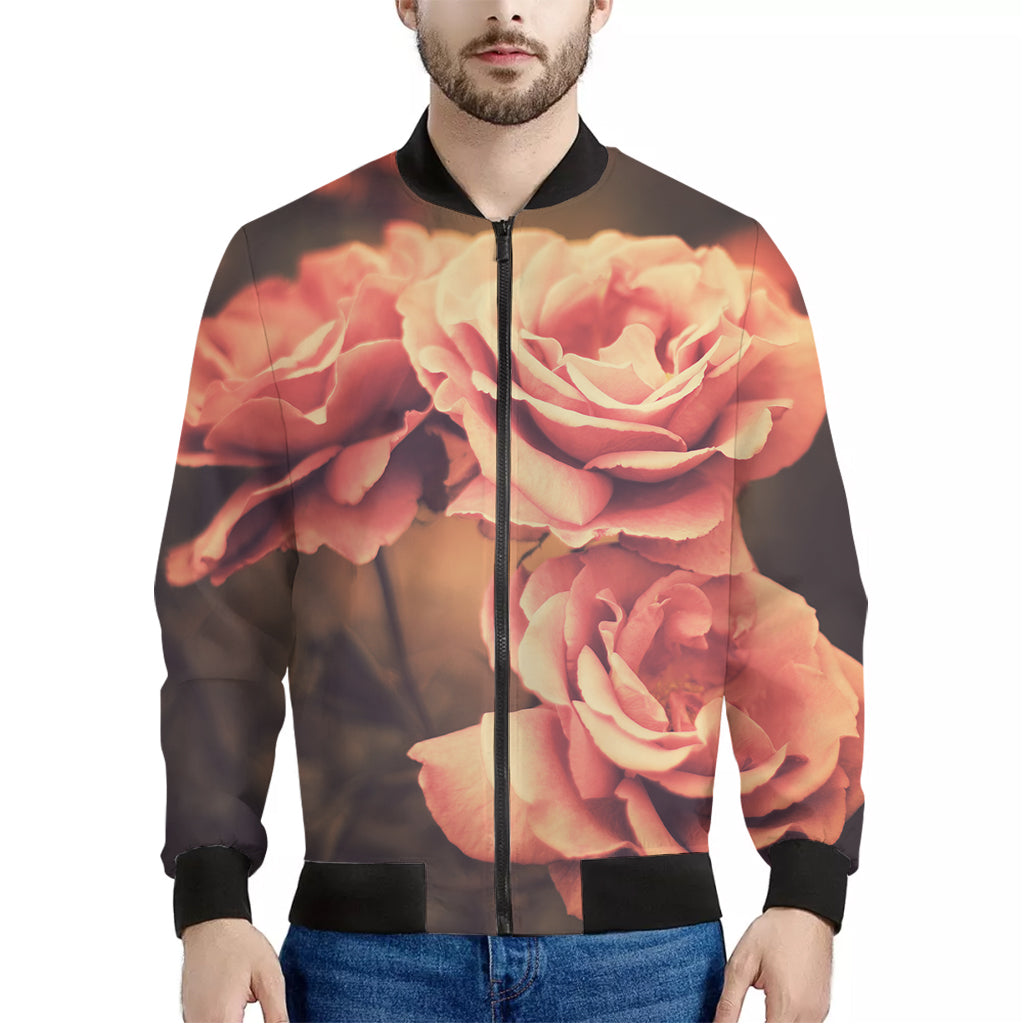 Vintage Rose Print Men's Bomber Jacket