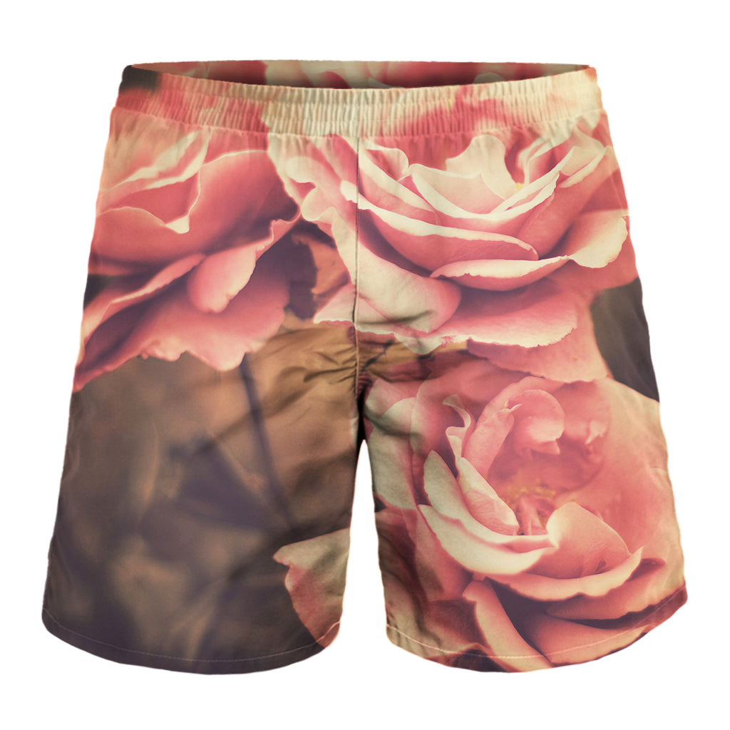 Vintage Rose Print Men's Shorts