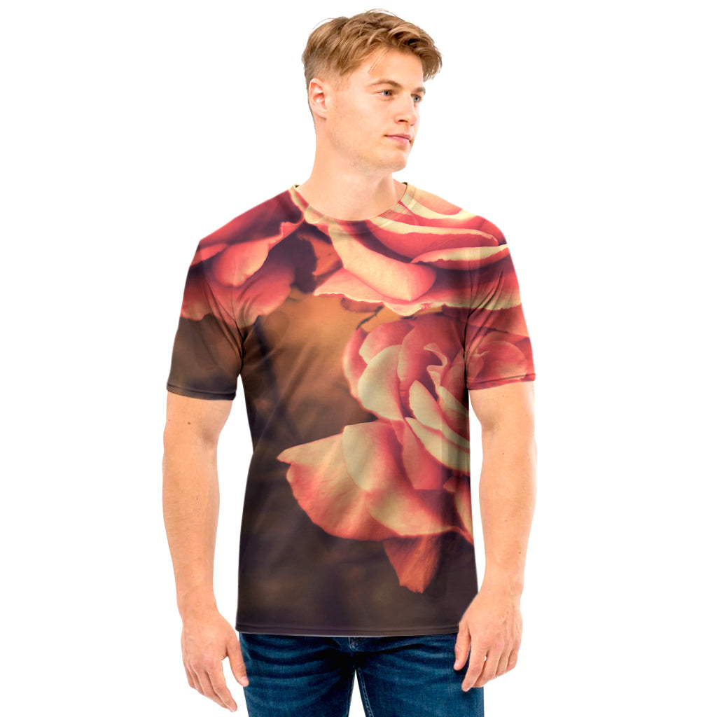 Vintage Rose Print Men's T-Shirt