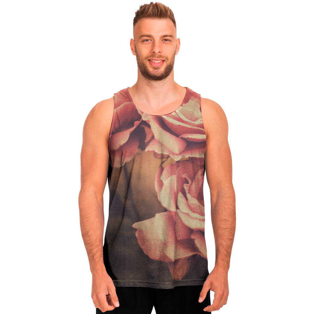 Vintage Rose Print Men's Tank Top