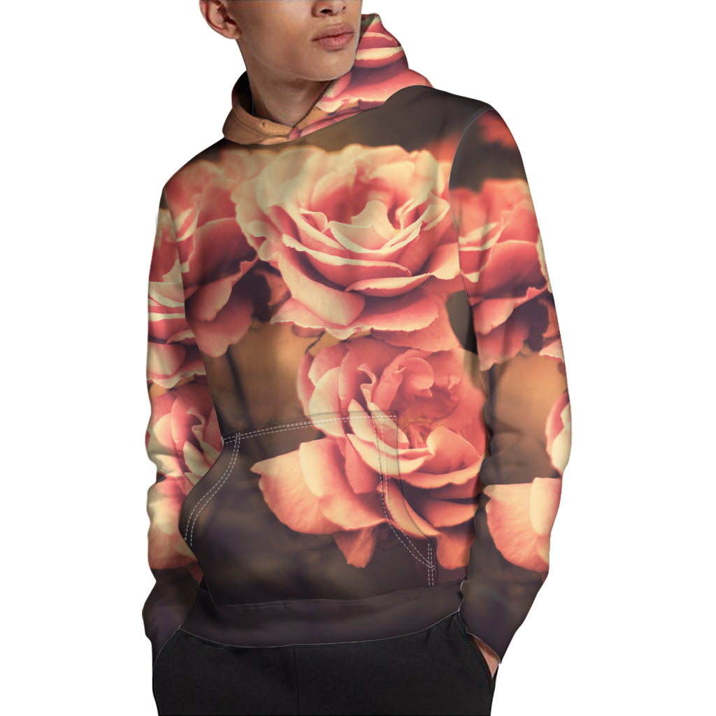 Vintage Rose Print Pullover Hoodie