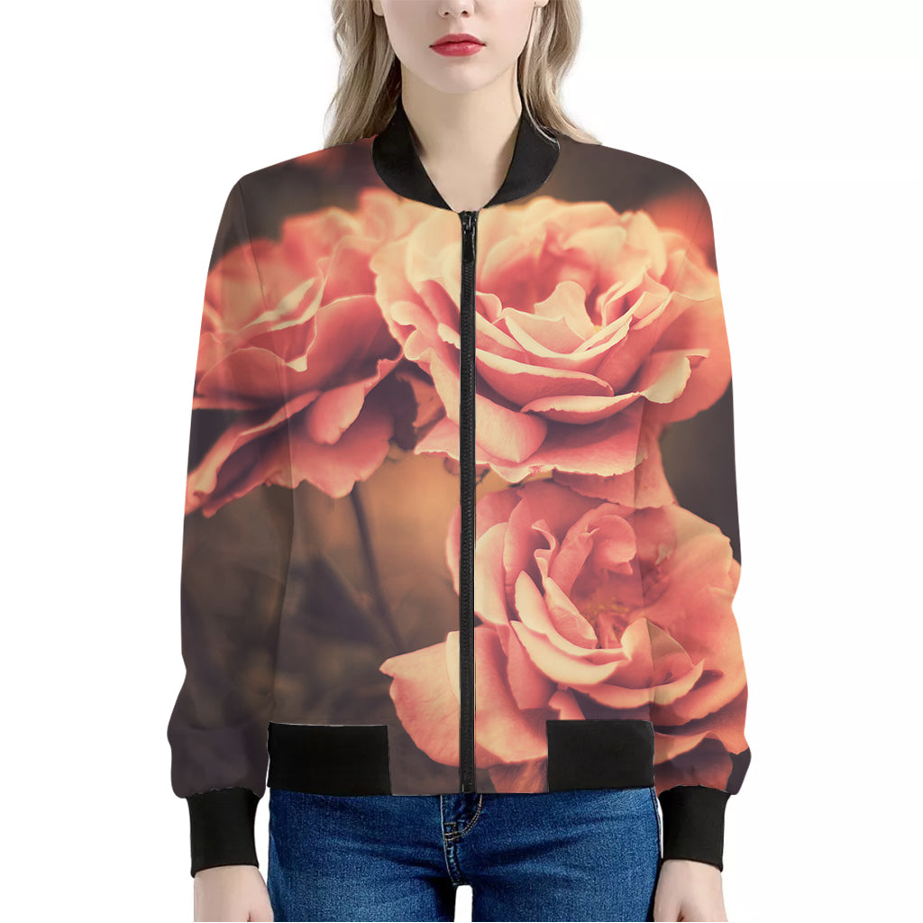 Vintage Rose Print Women's Bomber Jacket