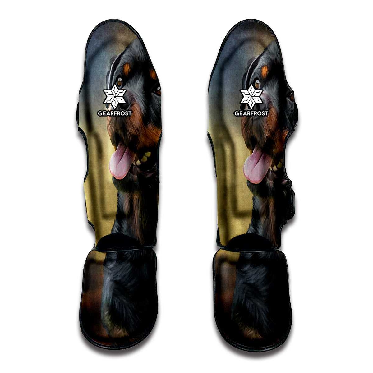 Vintage Rottweiler Portrait Print Muay Thai Shin Guards