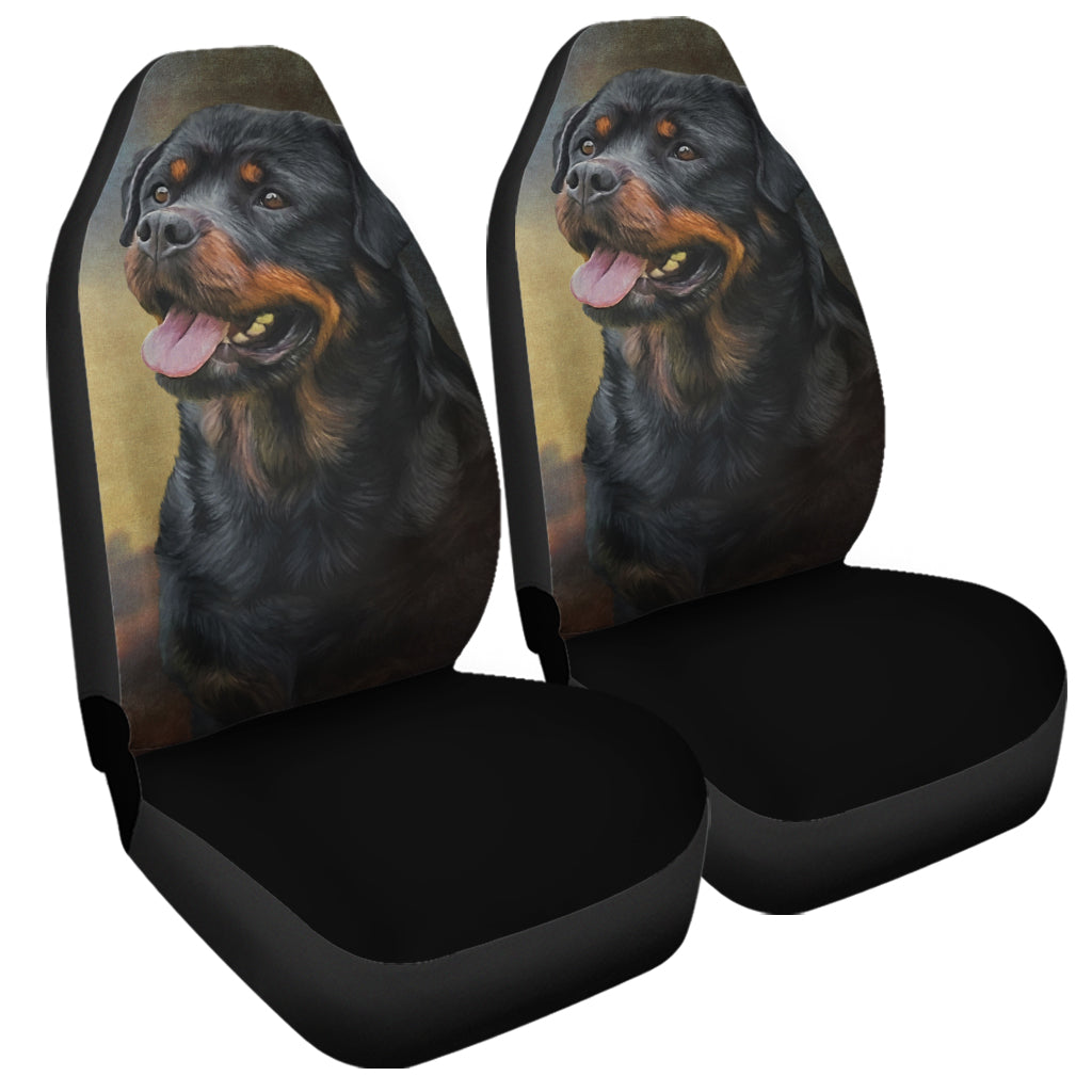 Vintage Rottweiler Portrait Print Universal Fit Car Seat Covers