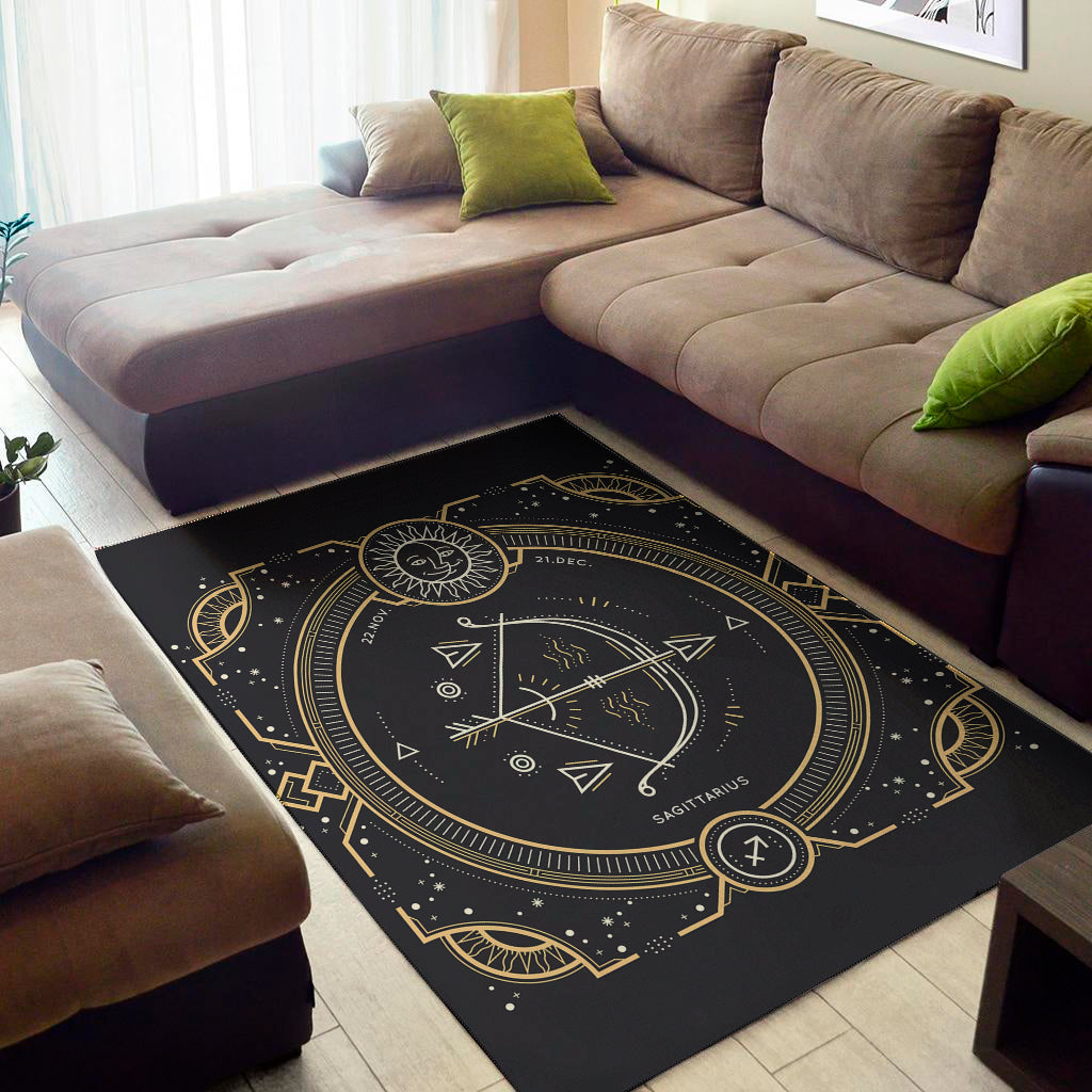 Vintage Sagittarius Zodiac Sign Print Area Rug