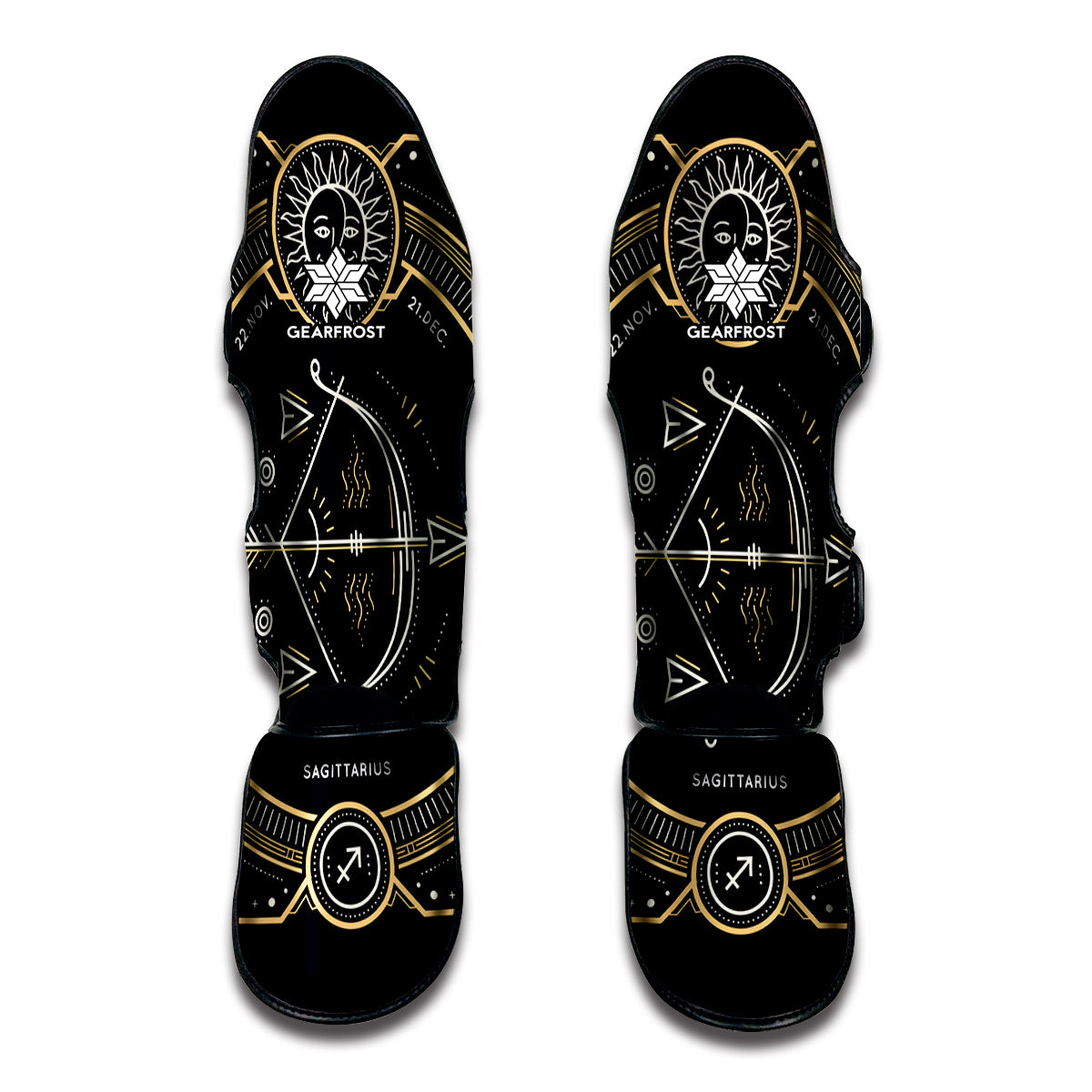 Vintage Sagittarius Zodiac Sign Print Muay Thai Shin Guards