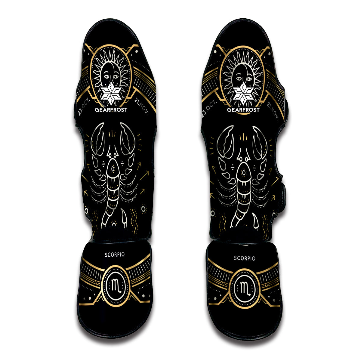 Vintage Scorpio Zodiac Sign Print Muay Thai Shin Guards