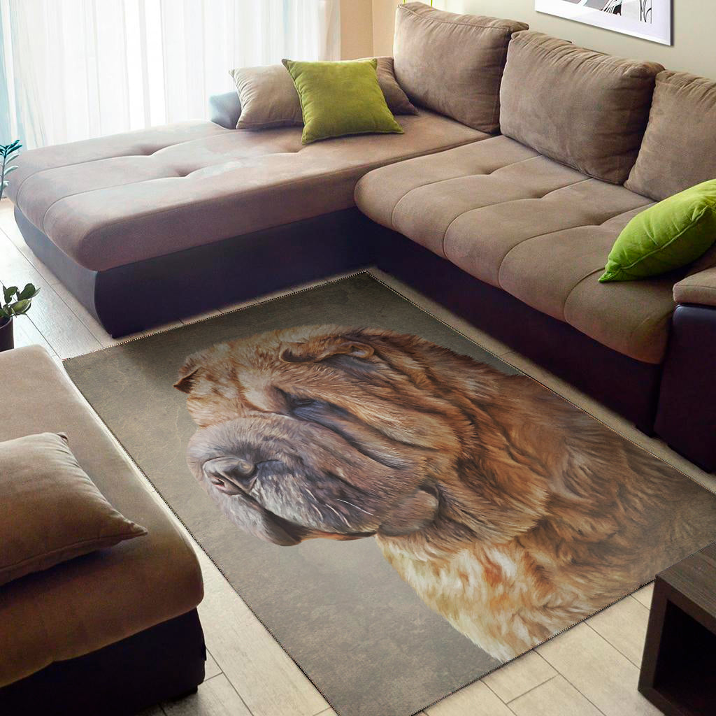 Vintage Shar Pei Print Area Rug