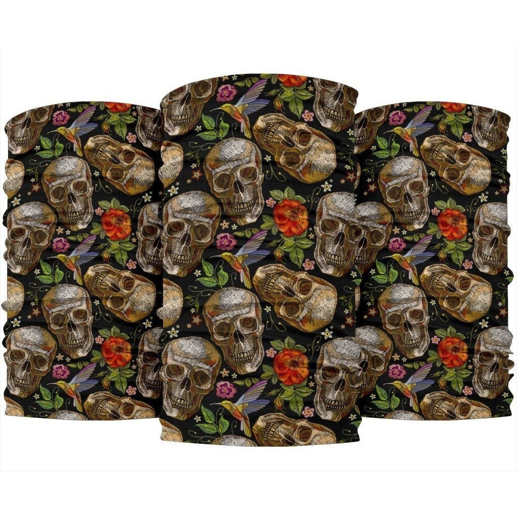 Vintage Skull Pattern Print 3-Pack Bandanas