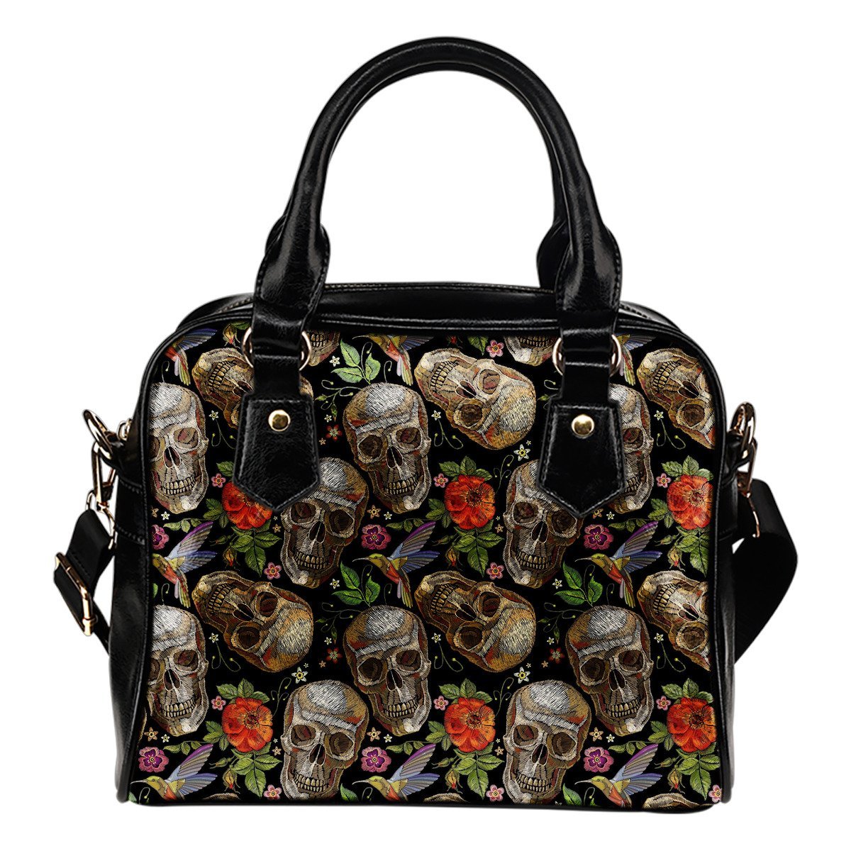 Vintage Skull Pattern Print Shoulder Handbag