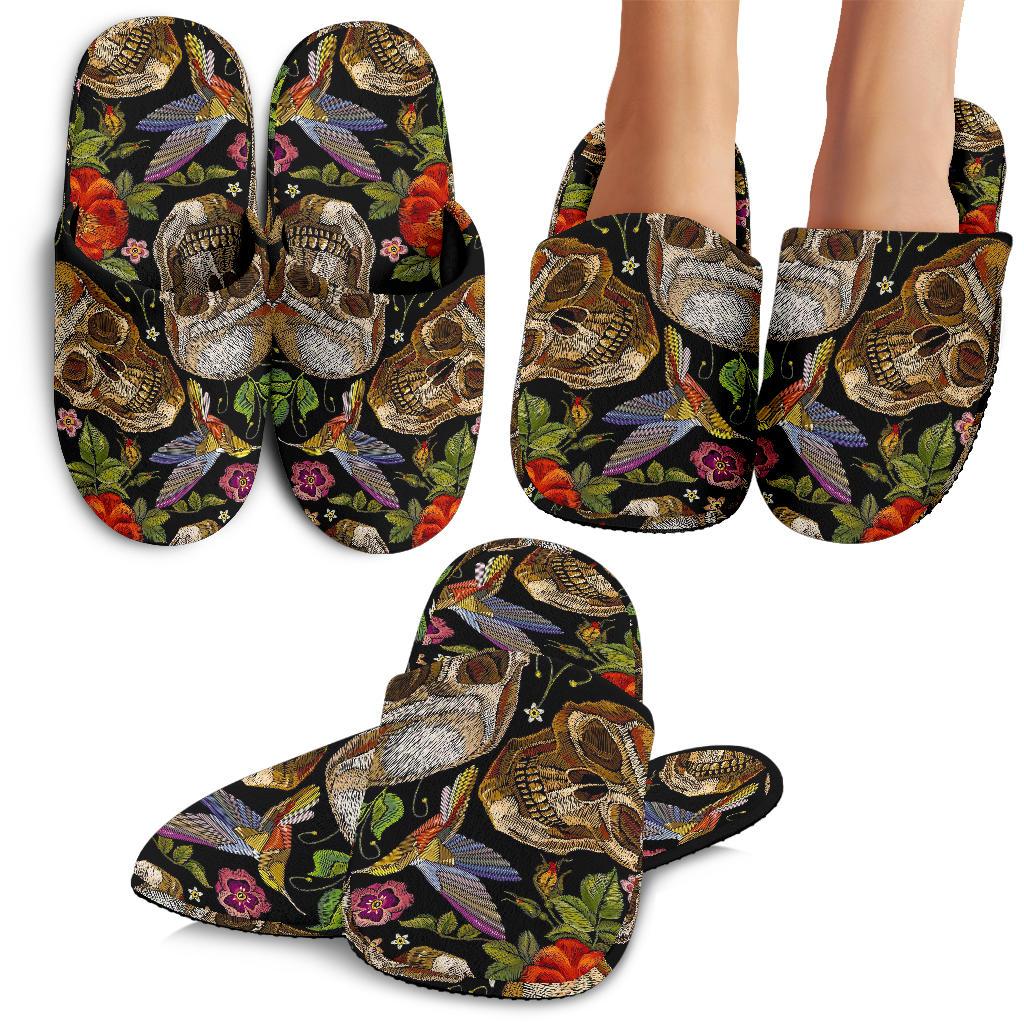 Vintage Skull Pattern Print Slippers