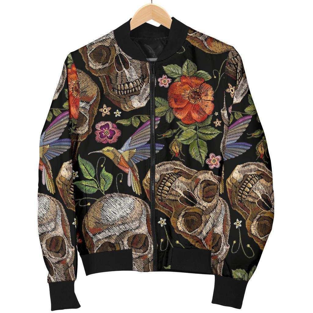 Vintage Skull Pattern Print Women's Bomber Jacket