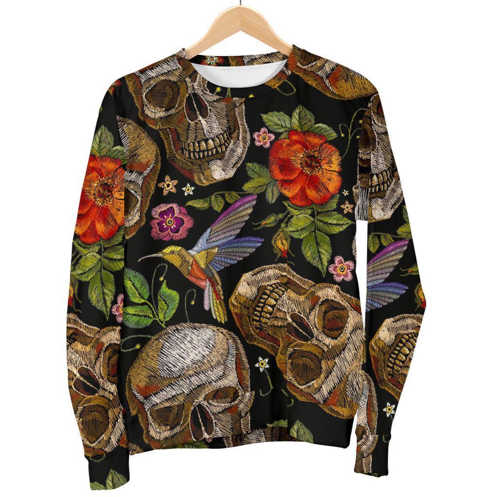 Vintage Skull Pattern Print Women's Crewneck Sweatshirt