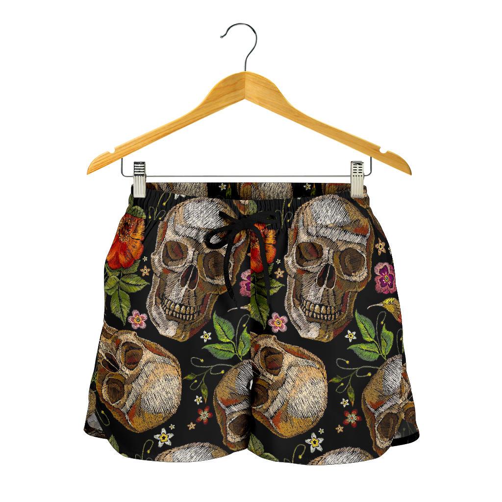 Vintage Skull Pattern Print Women's Shorts