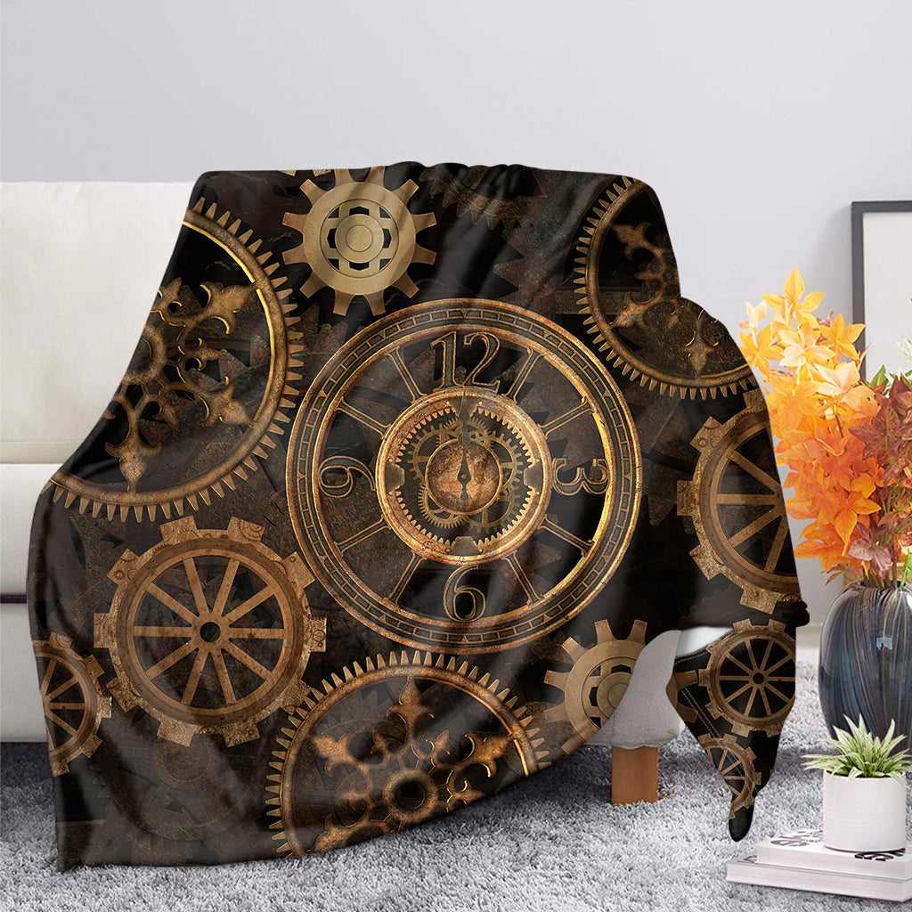 Vintage Steampunk Gears Print Blanket