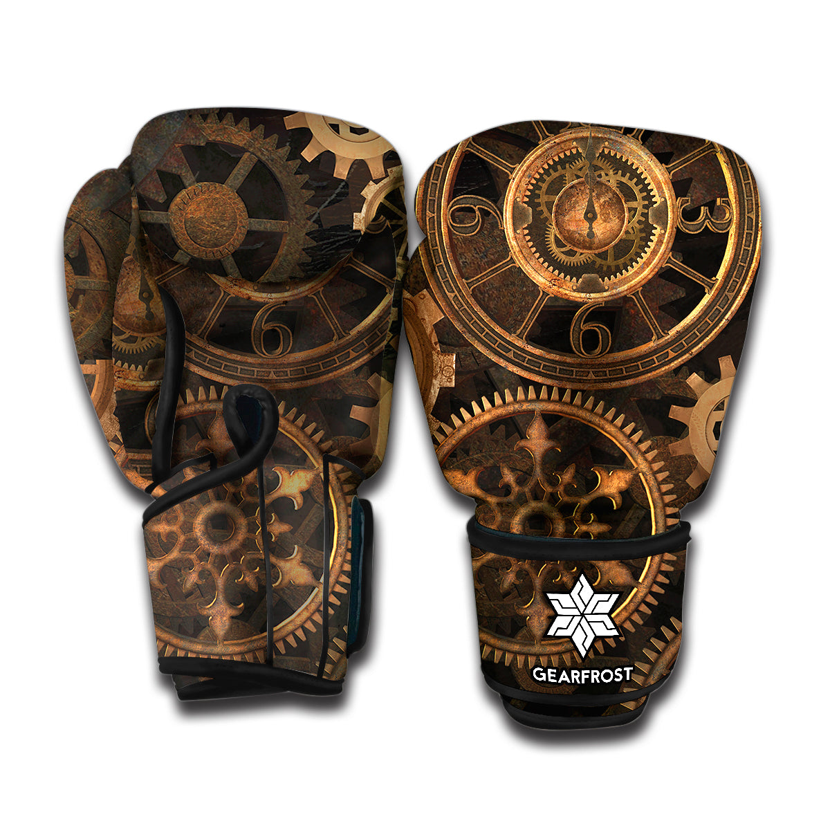 Vintage Steampunk Gears Print Boxing Gloves