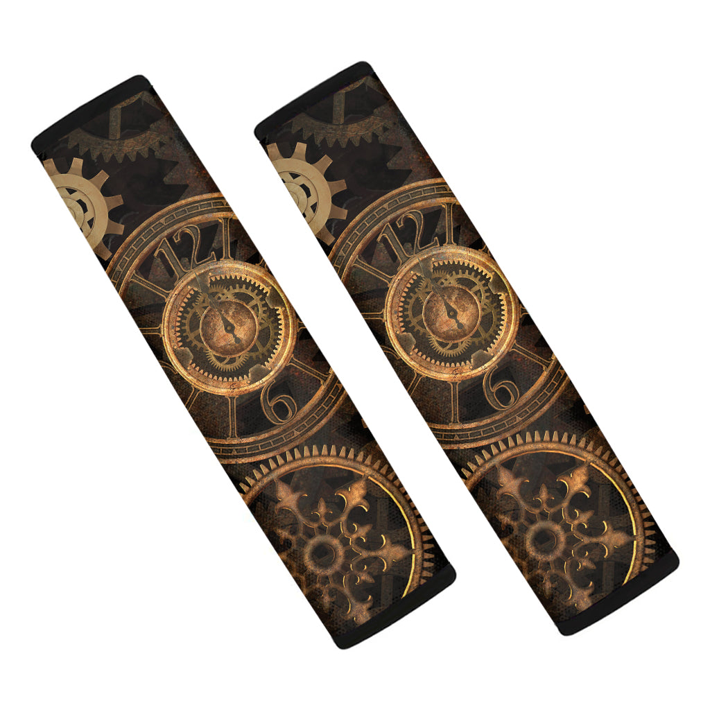 Vintage Steampunk Gears Print Car Seat Belt Covers