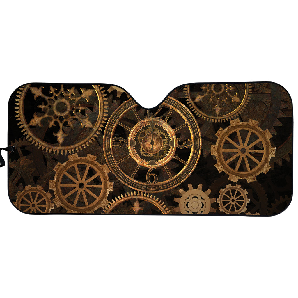 Vintage Steampunk Gears Print Car Sun Shade